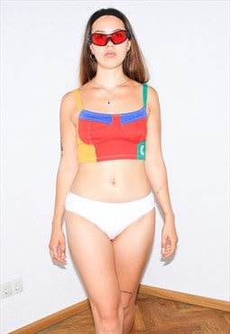 Vintage Y2K colorblock bra top in multicolor