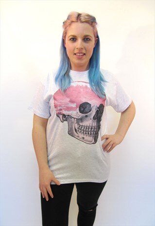 ATOMIC CLOUD SKULL ASH GREY OVERSIZED TEE