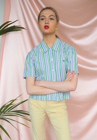 VINTAGE LACOSTE STRIPE BUTTON UP SHIRT