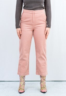 Pink corduroy pants vintage y2k straight leg trousers Large