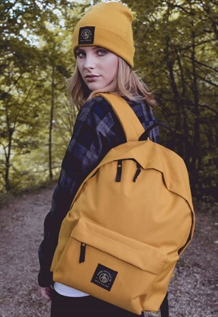 'INSIGNIA' LOGO BACKPACK IN MUSTARD YELLOW WITH LOGO PATCH