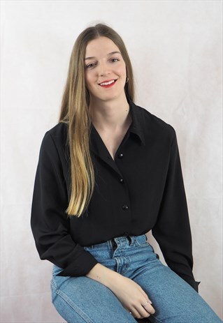 VINTAGE BLACK EMBROIDERED SHIRT