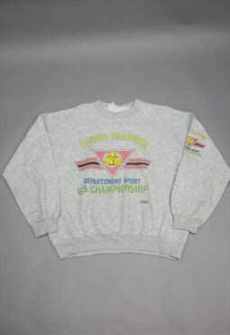 Vintage Lee Cooper Tennis Sweatshirt in Grey with Logo
