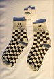 GREY CHECKERBOARD SMILEY FACE SOCKS