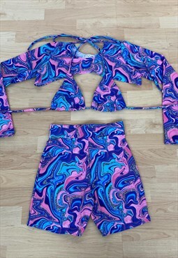 Marble swirl shorts co ord set