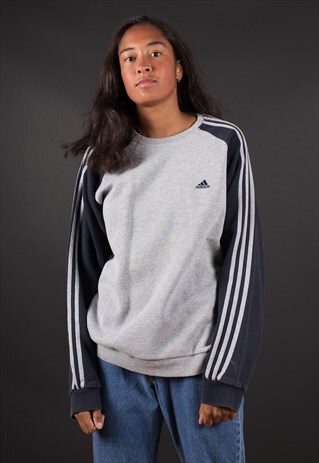 GREY 3 STRIPE ADIDAS SWEATSHIRT