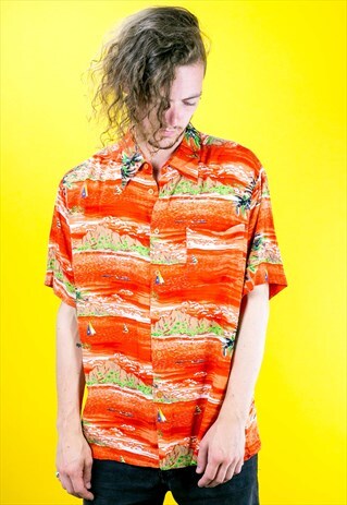 VINTAGE CRAZY HAWAIIAN PRINT SHIRT