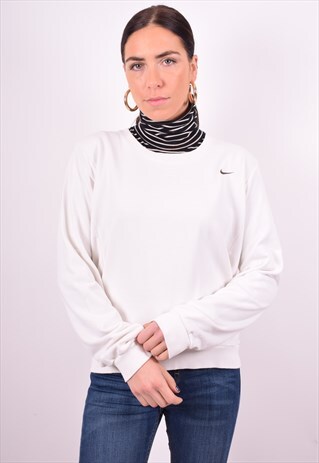 NIKE WOMENS VINTAGE SWEATSHIRT JUMPER LARGE WHITE 90'S