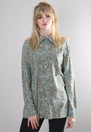 VINTAGE 80S CRAZY GEOMETRIC PATTERN SHIRT TOP