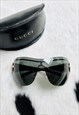 GUCCI SUNGLASSES SHIELD RIMLESS OVERSIZED WRAP VISOR D RING 
