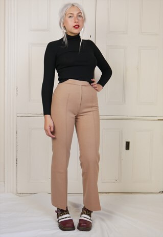 HIGH WAISTED 70S WOOL TROUSERS FLARED
