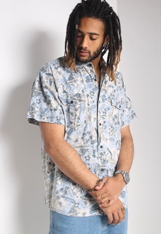 VINTAGE HAWAIIAN CRAZY JAZZY PATTERNED SHIRT MULTI