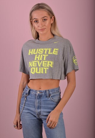 GREY NIKE CROPPED T-SHIRT GBT3861