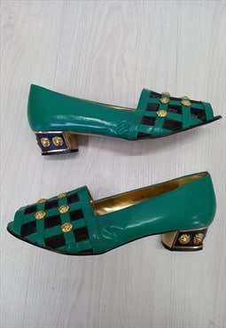 90's Vintage The Solatio Collection Heel Shoes Green 