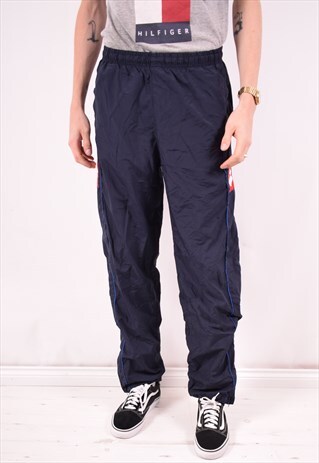 LOTTO MENS VINTAGE TRACKSUIT TROUSERS MEDIUM BLUE 90S