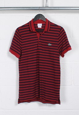 Vintage Lacoste Polo Shirt in Red Stripe Croc Logo XS
