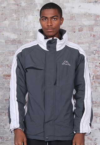 VINTAGE KAPPA LOGO JACKET GREY WHITE
