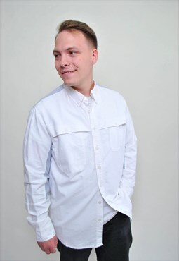 Minimalist white shirt, y2k fashion long sleeve button down 