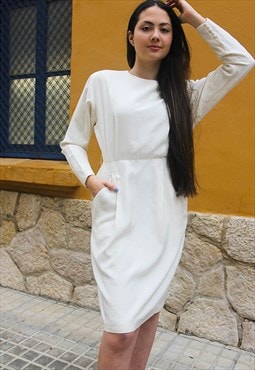 Cream Long Sleeve Dress