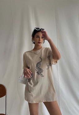 Brown Graphic Oversized Dress Tee