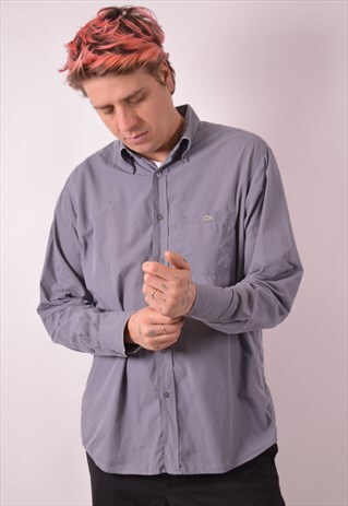 LACOSTE MENS VINTAGE SHIRT XL BLUE CHECK 90S