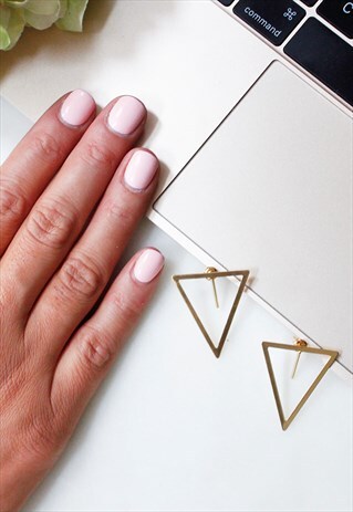 GOLD TRIANGLE GEOMETRIC DROP DANGLE EARRINGS