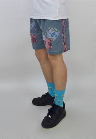 VINTAGE 90'S GREY PRINTED FESTIVAL SHORTS
