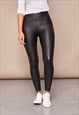 JUSTYOUROUTFIT HIGH WAISTED FAUX LEATHER BIKER LEGGINGS BLAC