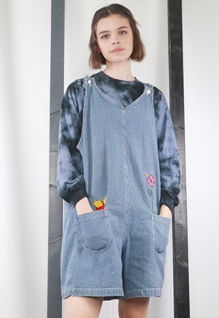 VINTAGE 90S DISNEY WINNIE THE POOH DENIM SHORT DUNGAREES