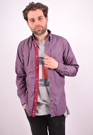 PAUL & SHARK MENS VINTAGE SHIRT MEDIUM MULTI STRIPE 90S