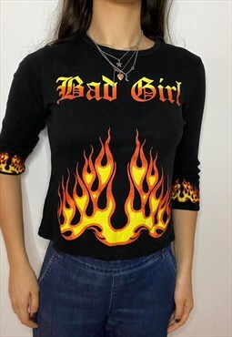 Y2K Bad Girl Flames Print Top