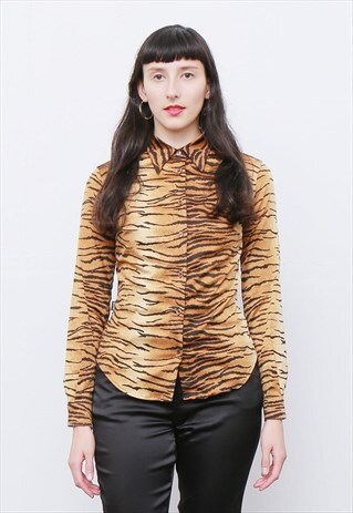 RARE VINTAGE 80'S MOSCHINO ANIMAL PRINT TIGER SHIRT