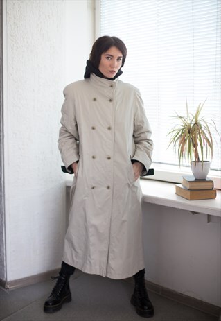 VINTAGE 80'S BEIGE DOUBLE BREASTED COAT