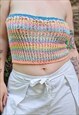 Handmade Rainbow Bandeau Mesh Knit Corset Top 