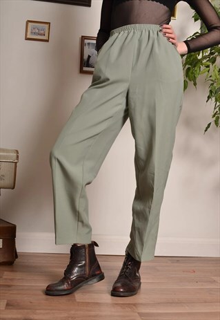 VINTAGE ELASTICATED TROUSERS IN GREEN