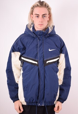 NIKE MENS VINTAGE JACKET LARGE BLUE 90S