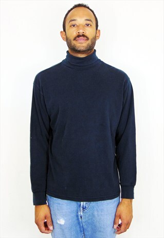 90S MINIMALIST SPORTWEAR FADED BLACK TURTLE NECK TEE LARGE