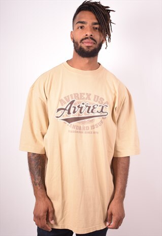AVIREX MENS VINTAGE T-SHIRT TOP XL BROWN 90S