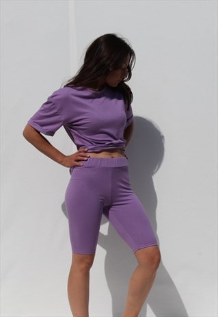 purple biker shorts