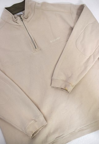 VINTAGE 90S COLUMBIA BEIGE 3/4 ZIP SWEATSHIRT