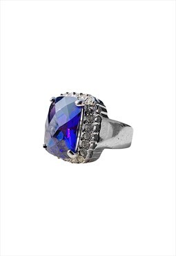 Christian Dior Ring Silver Purple Amethyst Gemstone Size P