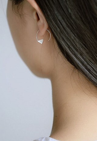 COOL STERLING SILVE TRIANGLE EARRINGS EAR HOOKS