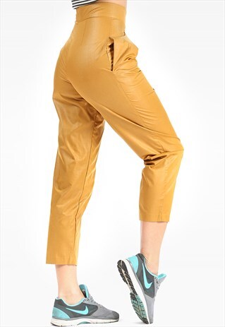 HIGH WAIST TAPERED ANKLE PANTS MUSTARD