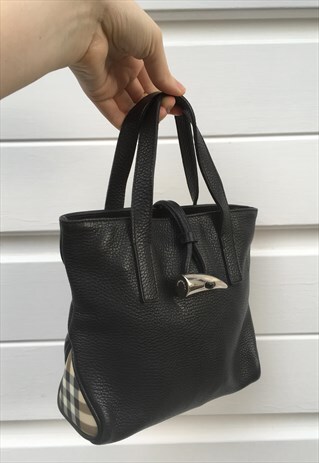 WOMENS BURBERRY HANDBAG BEIGE BLACK NOVA CHECK BAG PURSE