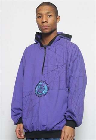 VINTAGE REEBOK LOGO HOODIE PURPLE
