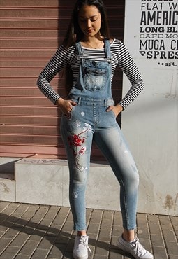 Long Dungarees with Embroidery