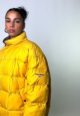 YELLOW 90S POLO SPORT RALPH LAUREN PUFFER JACKET COAT