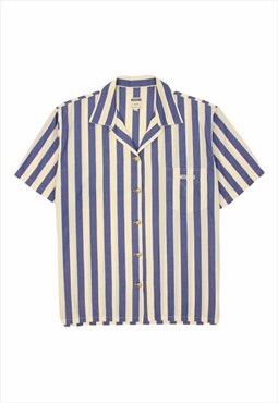 Vintage 90s Moschino blue/white striped shirt logo