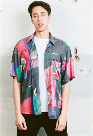 VINTAGE ABSTRACT PRINT VACATION SHIRT