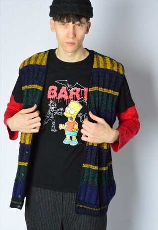 VINTAGE 90S COLOURFUL STRIPED WOOL BLEND VEST